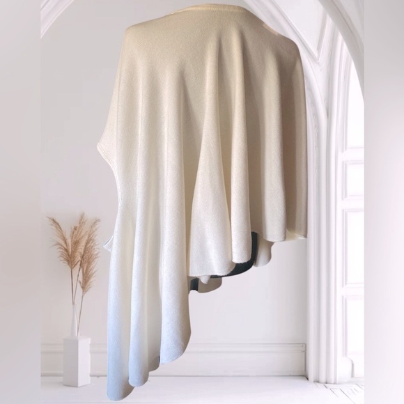 Anthropologie Asymmetrical Poncho Lightweight Ivory Knit Women’s One Size NWT - Picture 5 of 10